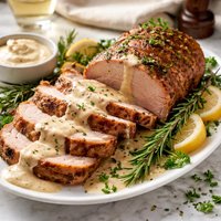 Roast Pork Loin with Creamy Dijon Sauce