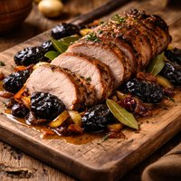 Roast Pork Tenderloin with Prunes and Bay Leaves