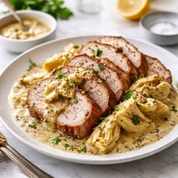 Roast Pork with Artichoke Mustard Sauce