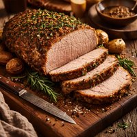 Roast Pork with Mustard Herb Coating
