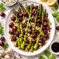 Roasted Asparagus and Cherries