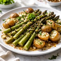 Roasted Asparagus and Potatoes with Dijon Balsamic Vinaigrette
