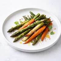 Roasted Asparagus Baby Carrots and Scallions