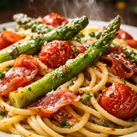 Roasted Asparagus Prosciutto Cherry Tomato Pasta