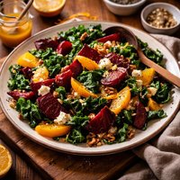 Roasted Beet and Wilted Greens Salad W Orange Vinaigrette