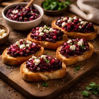 Roasted Beet Relish with Feta on Crostini
