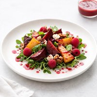Roasted Beet Salad with Raspberry Balsamic Vinaigrette