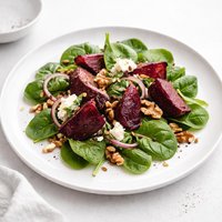 Roasted Beet Spinach Walnut Salad