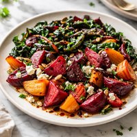 Roasted Beets and Sauteed Beet Greens