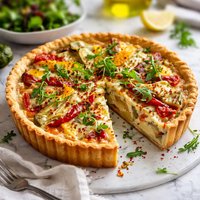 Roasted Bell Pepper Artichoke Quiche
