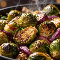 Roasted Brussels Sprouts and Red Onions