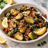 Roasted Brussels Sprouts with Bacon and Lemon