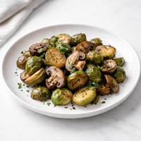 Roasted Brussels Sprouts with Mushrooms