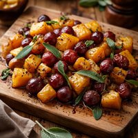 Roasted Butternut Squash Red Grapes and Sage