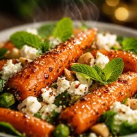 Roasted Carrot Feta and Mint Salad