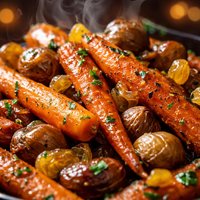 Roasted Carrots with Chestnuts and Golden Raisins