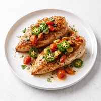 Roasted Chicken Breasts with Jalapeno and Tomatoes