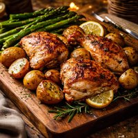 Roasted Chicken New Potatoes Asparagus