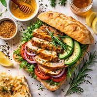 Roasted Chicken Sandwich with Rosemary and Honey Mustard Glaze