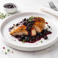 Roasted Chicken with Blueberry Peppercorn Sauce