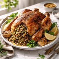 Roasted Chicken with Za Atar Stuffing