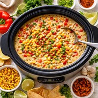 Roasted Corn and Red Pepper Chowder Crock Pot Slow Cooker