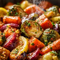 Roasted Fall Veggies with Lemon and Mustard Vinaigrette