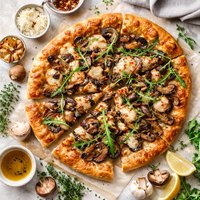Roasted Garlic and Mushroom Pizza