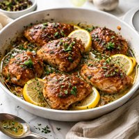 Roasted Garlic Glazed Chicken with Lemon Herb Sauce