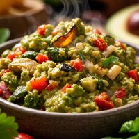 Roasted Garlic Poblano and Red Pepper Guacamole