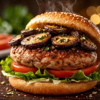 Roasted Garlic Turkey Burger W Portabella Mushrooms
