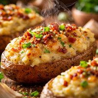 Roasted Garlic Twice Baked Cheesy Potatoes