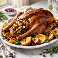 Roasted Goose with Apple Rum Stuffing