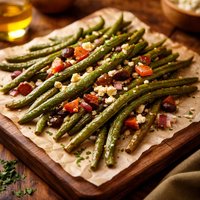 Roasted Green Beans with Greek Dressing