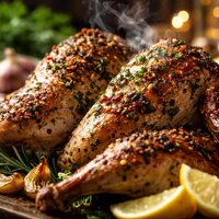 Roasted Halved Chicken with Garlic Herb Paste