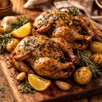 Roasted Herbed Baby Chickens