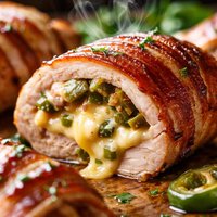 Roasted Jalapeno Cheese Stuffed Bacon Wrapped Chicken