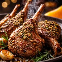 Roasted Lamb Chops with Orange Garlic and Rosemary Pesto Rub