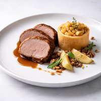 Roasted Loin of Wild Boar with Apple Charlotte