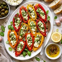 Roasted Marinated Peppers with Goat Cheese