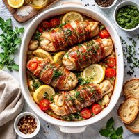 Roasted Monkfish with Herbs and Prosciutto