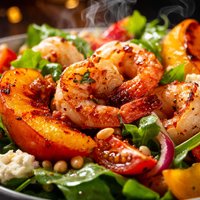 Roasted Peach and Shrimp Salad