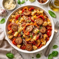 Roasted Pepper and Sausage Radiatore