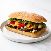 Roasted Peppers and Aubergine Eggplant Sandwich