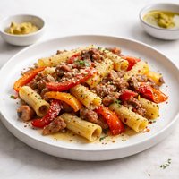 Roasted Peppers and Sausage Pasta with Dijon Vinaigrette