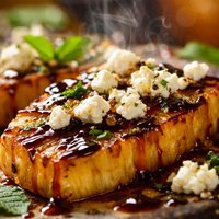 Roasted Pineapple W Balsamic Glaze Honey Fresh Goat Cheese