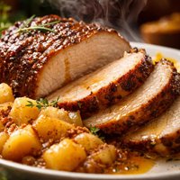 Roasted Pork Loin with Cider and Chunky Applesauce