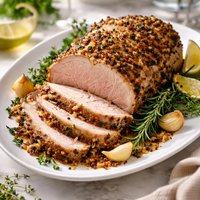 Roasted Pork Loin with Mustard Garlic and Herbs