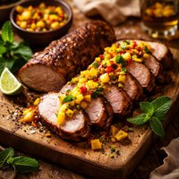 Roasted Pork Tenderloin with Minted Mango Relish
