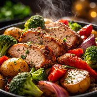 Roasted Pork Veggies for Two